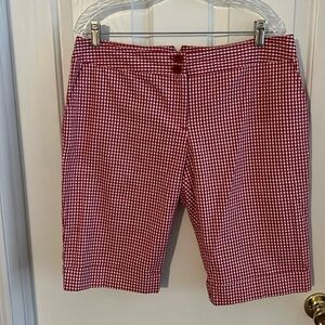 Copper key, shorts, red check, size 13 juniors, Bermuda shorts, cuffed hem